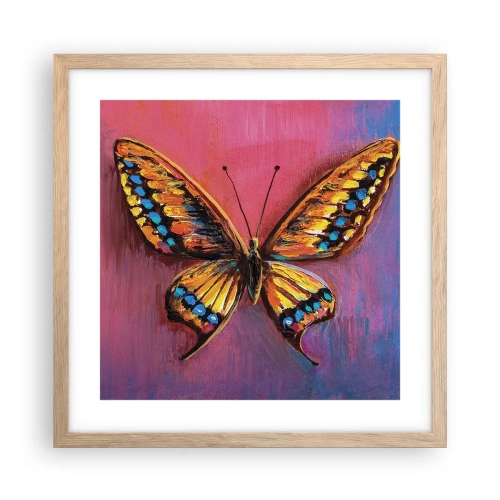 Plakat i ramme af lyst egetræ - Naturens juvel - 40x40 cm