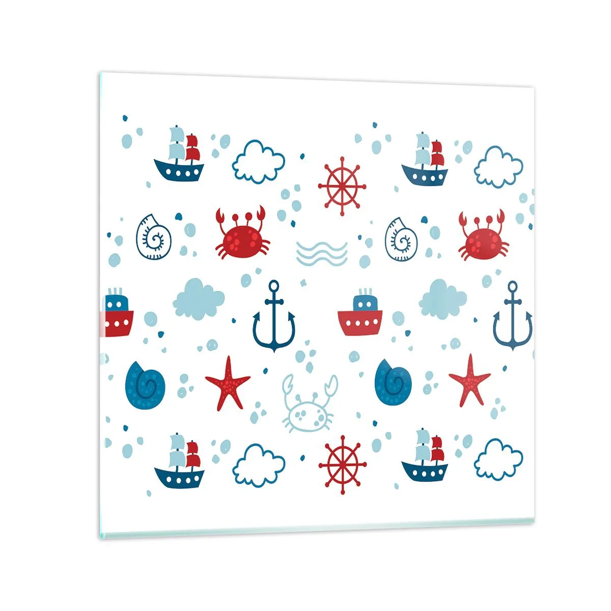 Billede på glas - En fortælling om havet - 70x70 cm