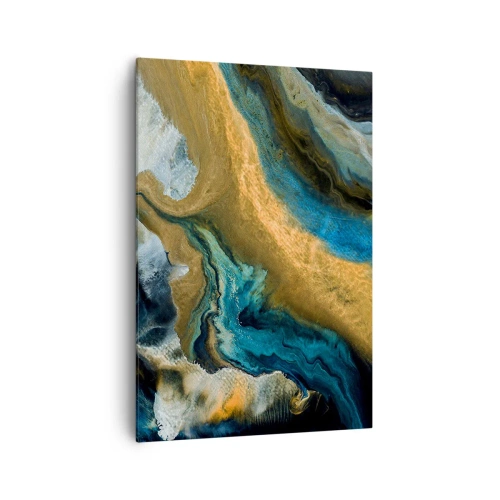 Lærredstryk - Billede på lærred - Blå - gul - gensidig indflydelse - 70x100 cm