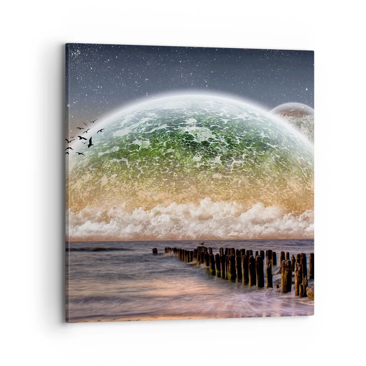 Lærredstryk - Billede på lærred - Og verden kom op af vandet - 70x70 cm