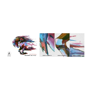 Prøve Fototapet Premium Canvas - I henrykkelse - Dyr, Abstraktion, Hest - 100x30 cm