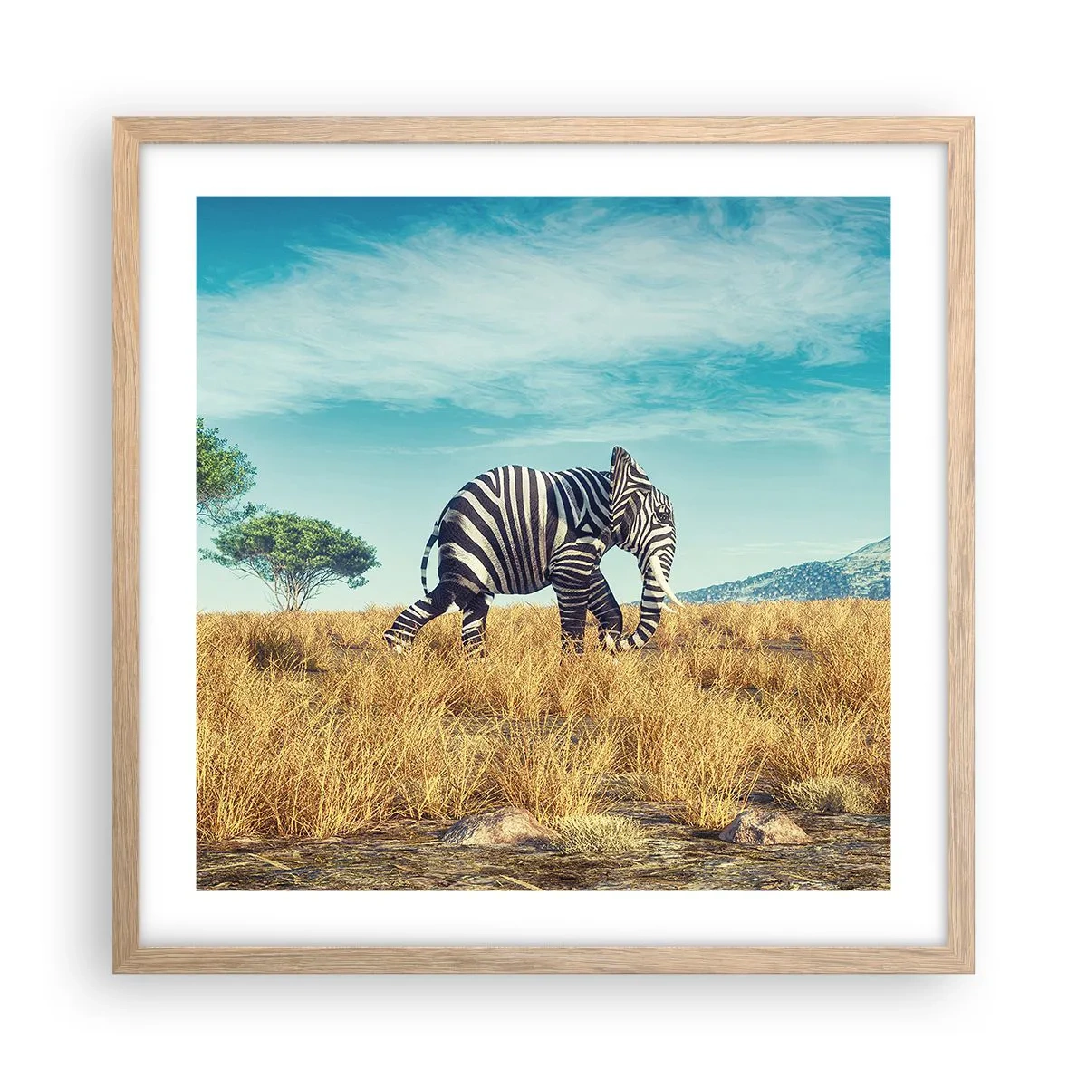 Plakat i ramme af lyst egetræ - Grå er ikke længere på mode - 50x50 cm