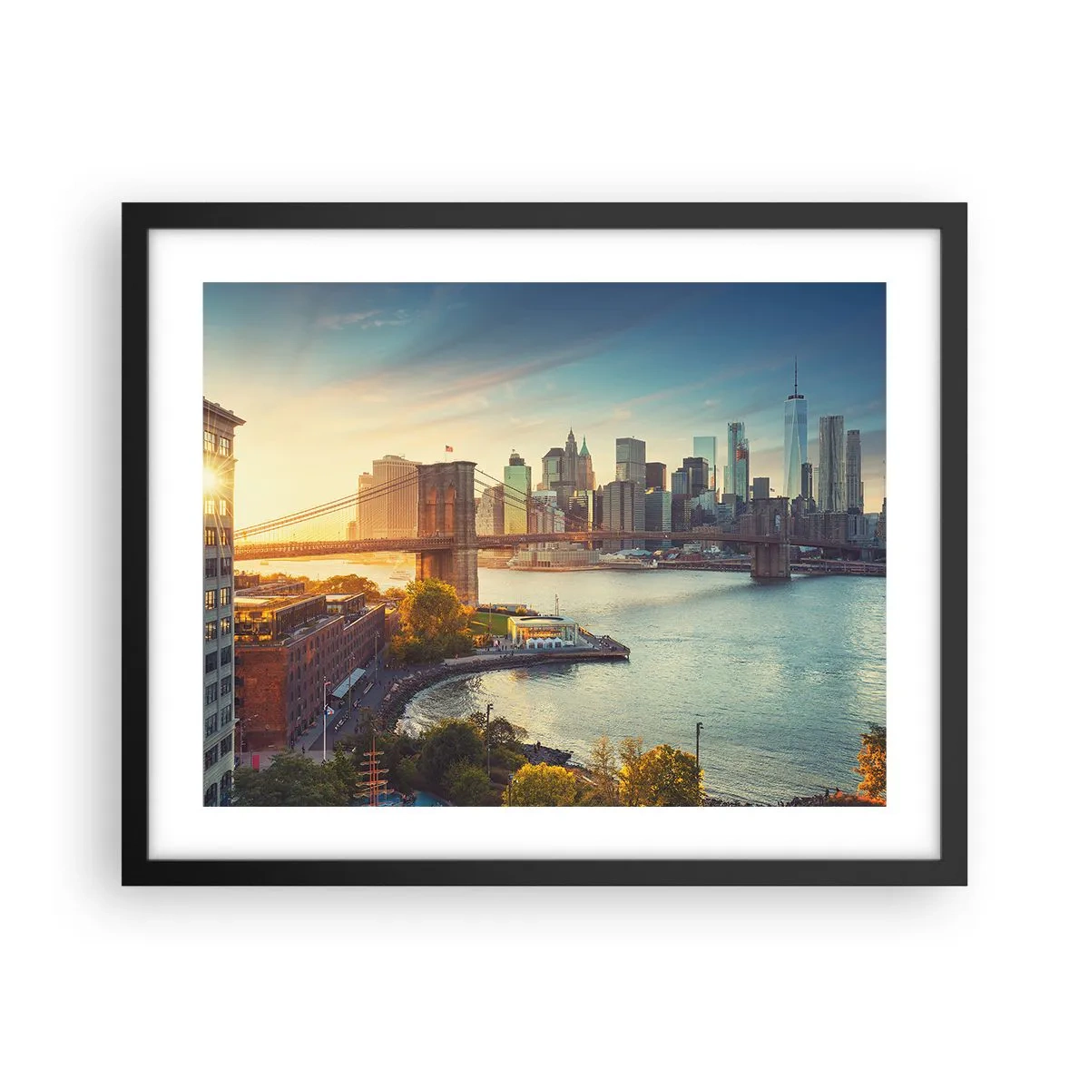 Plakat i sort ramme - Den store bys daggry - 50x40 cm