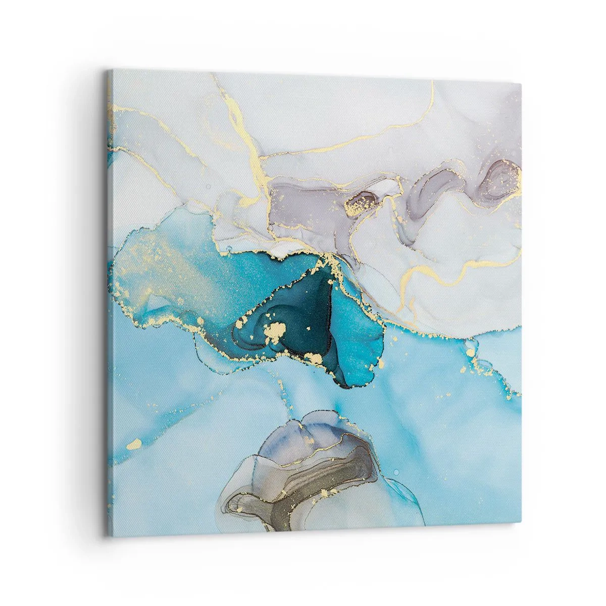 Lærredstryk - Billede på lærred - En undersøgelse af mødet mellem grå og turkis - 60x60 cm