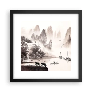 Plakat i sort ramme - Østens eksotiske hverdag - 30x30 cm