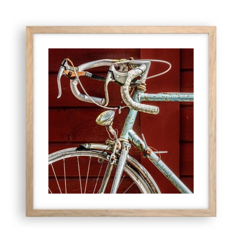 Plakat i ramme af lyst egetræ - Skabt til at sejre - 40x40 cm