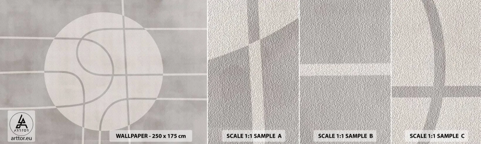 Fototapet Prøve Standard Eco - Cirkulær og lige frem - Lyse, Minimalistisk, Hjul - 100x30 cm