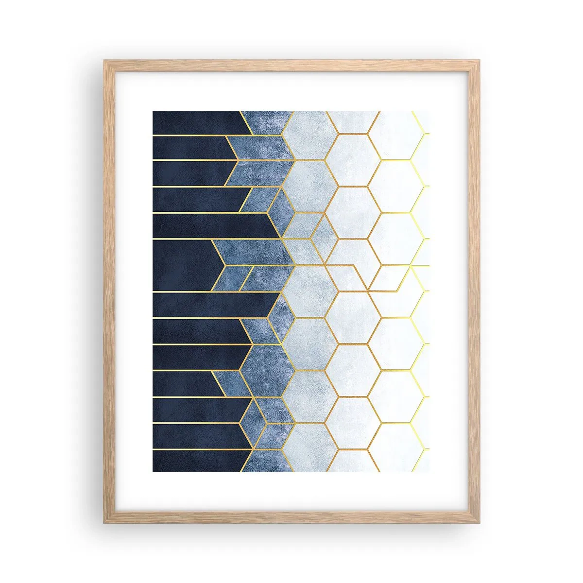 Plakat i ramme af lyst egetræ - Komposition i synkoperet rytme - 40x50 cm