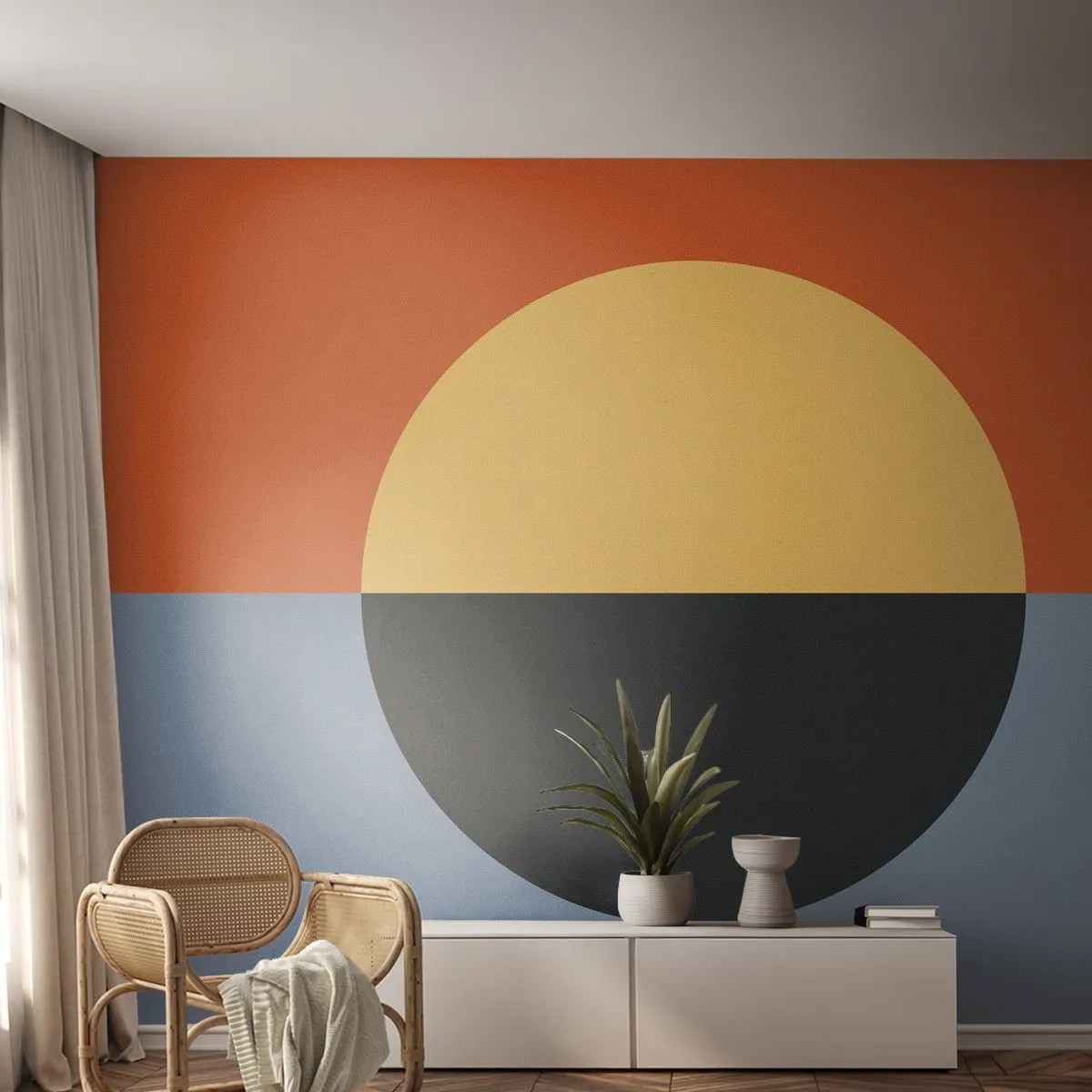 Fototapet Premium Sand - En sammensætning af varme og kølighed - Abstraktion, Stykke, Grafik - 100x70 cm