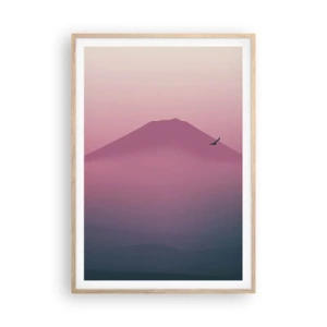 Plakat i ramme af lyst egetræ - Vandrer over skyerne - 70x100 cm