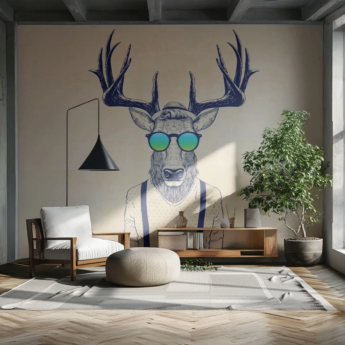 Fototapet Standard Eco - Hvem forventede du? - Abstraktion, Stykke, Hjort - 250x175 cm