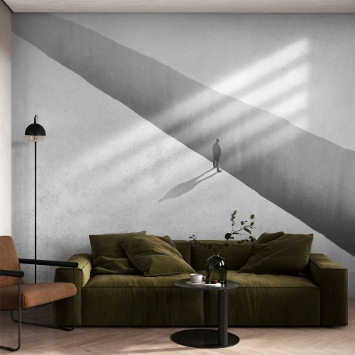 Fototapet Premium Canvas - Lys destination - Afgrund, Minimalisme, Mand - 150x105 cm