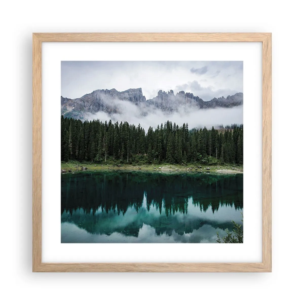 Plakat i ramme af lyst egetræ - Hys, tys, lad os ikke vække sovevandet... - 40x40 cm