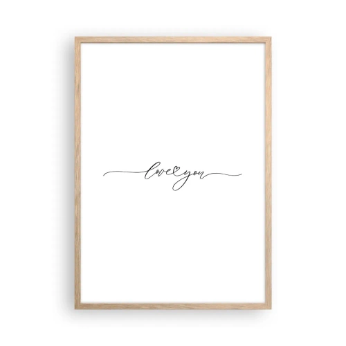 Plakat i ramme af lyst egetræ - Sort og hvid - 50x70 cm