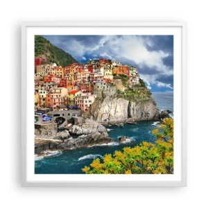 Plakat i hvid ramme - En klynge klæber sig til klipperne - 60x60 cm