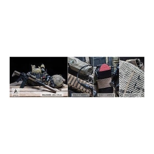 Prøve Fototapet Premium Canvas - Hvil! - Militær, Riffel, Våben - 100x30 cm