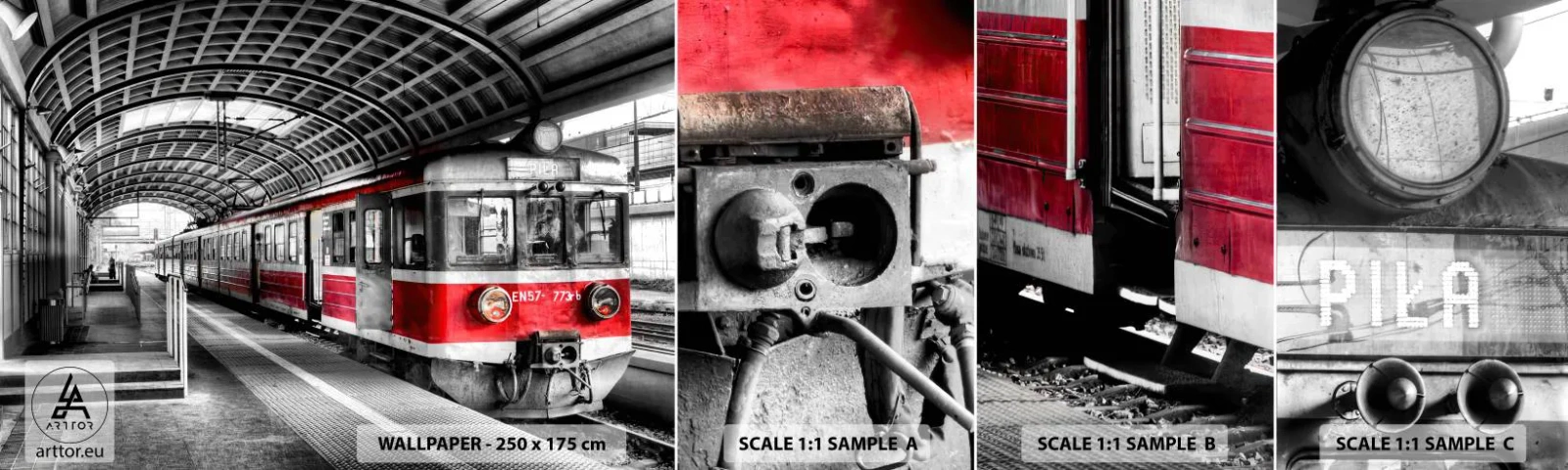 Fototapet Prøve Standard Eco - Måske en rejse for livet? - Persontog, Jernbanestation, Platform - 100x30 cm