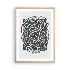 Plakat i ramme af lyst egetræ - Abstraktion: en dans af glæde - 50x70 cm