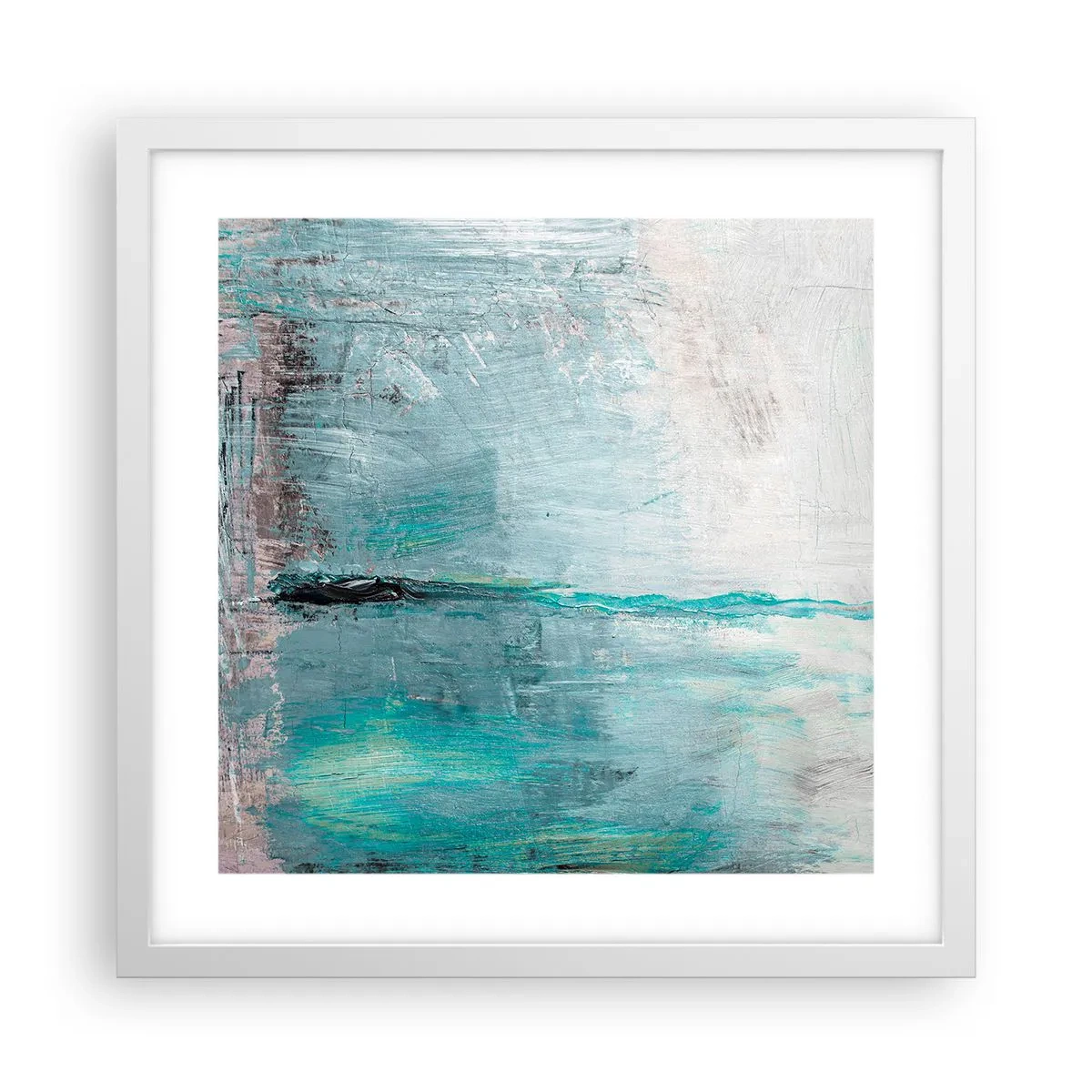 Plakat i hvid ramme - Horisontalt med blå farve - 40x40 cm