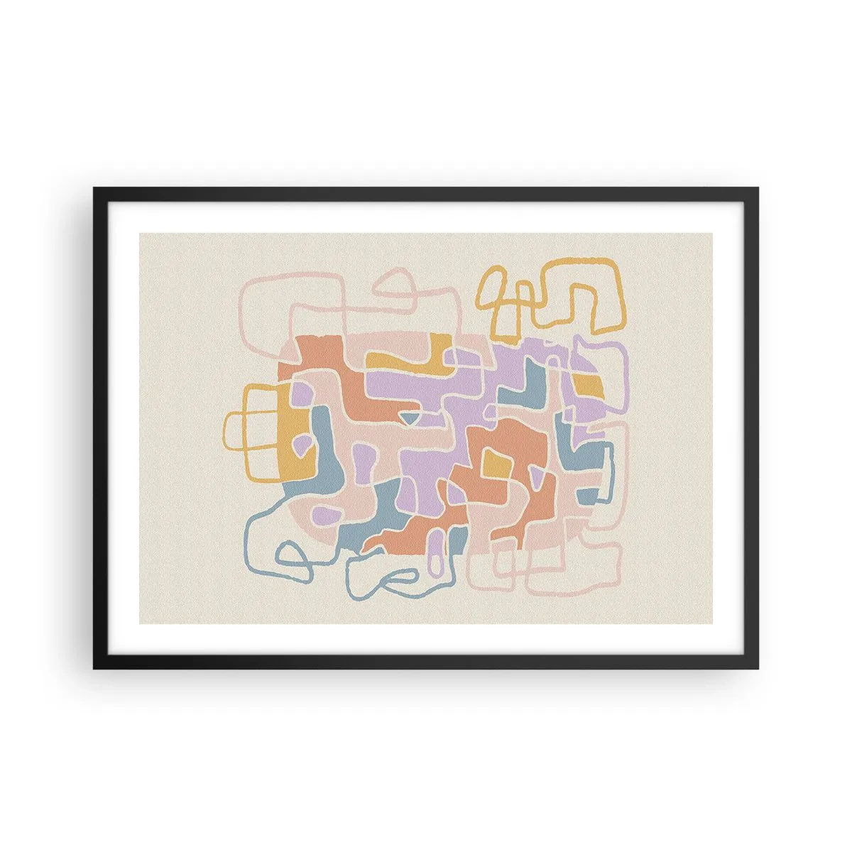 Plakat i sort ramme - Labyrint - et glædeligt eventyr - 70x50 cm