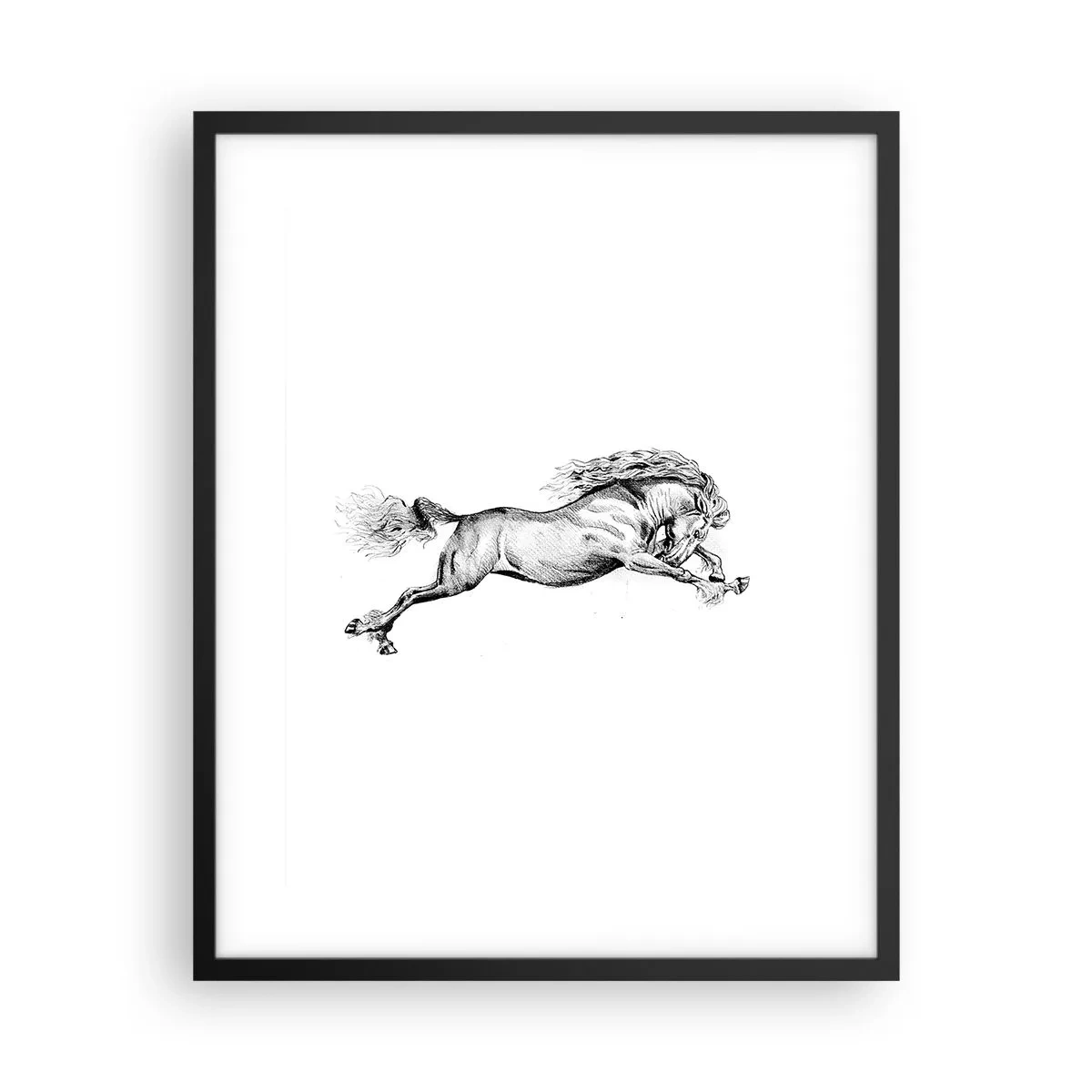 Plakat i sort ramme - Stoppet i galop - 40x50 cm