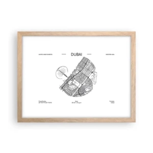 Plakat i ramme af lyst egetræ - Dubais anatomi - 40x30 cm