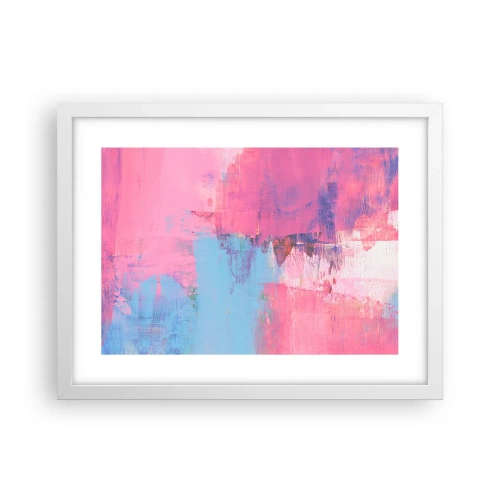 Plakat i hvid ramme - Lyserød, blå og en knivspids lys - 40x30 cm