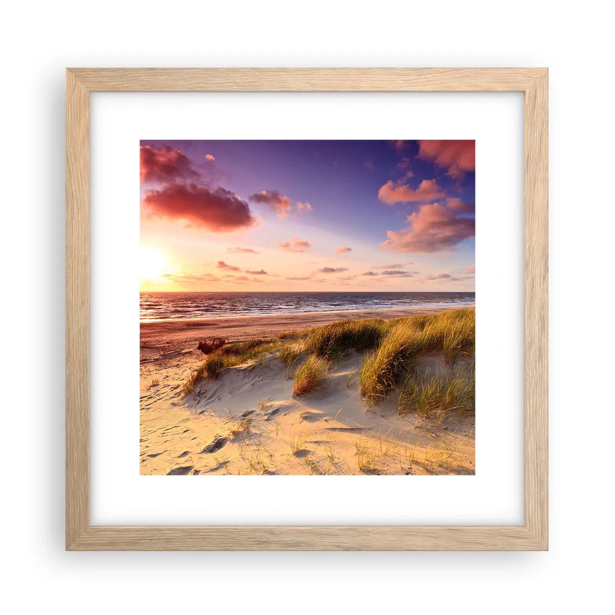 Plakat i ramme af lyst egetræ - Luften dufter allerede af sommer - 30x30 cm