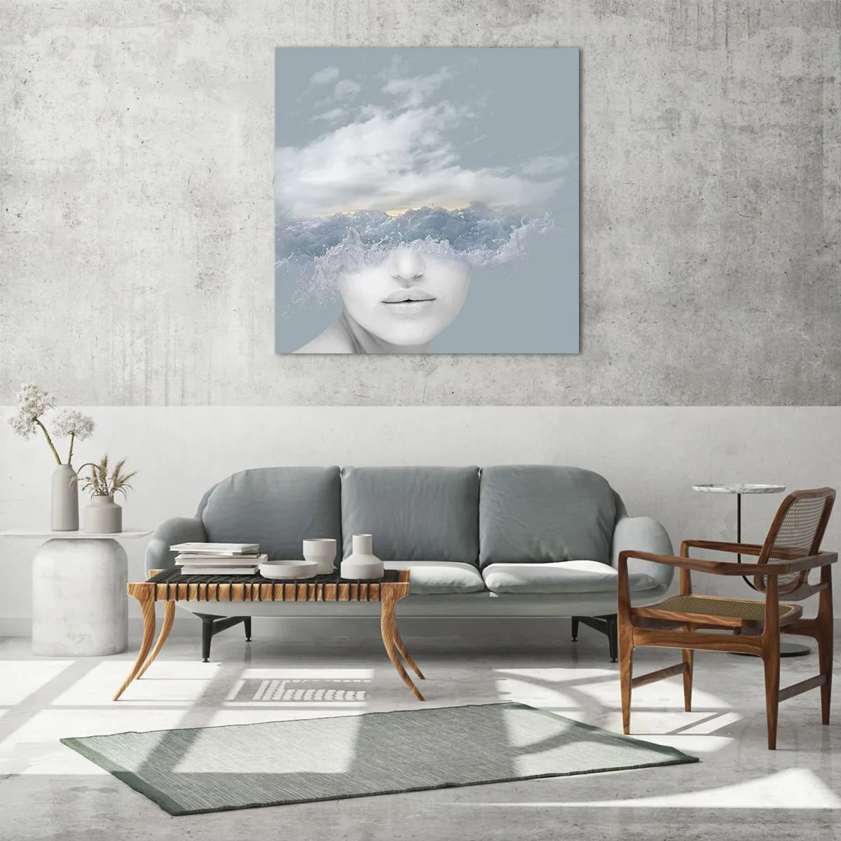 Billede på glas - Med hovedet i skyerne - 30x30 cm