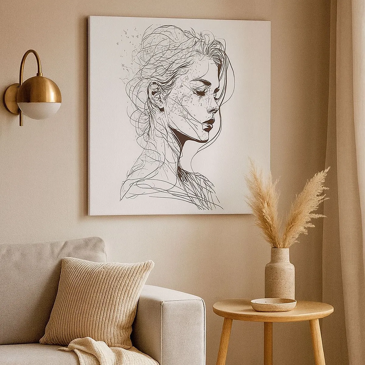 Lærredstryk - Billede på lærred - Portræt i drømmeri - 30x30 cm