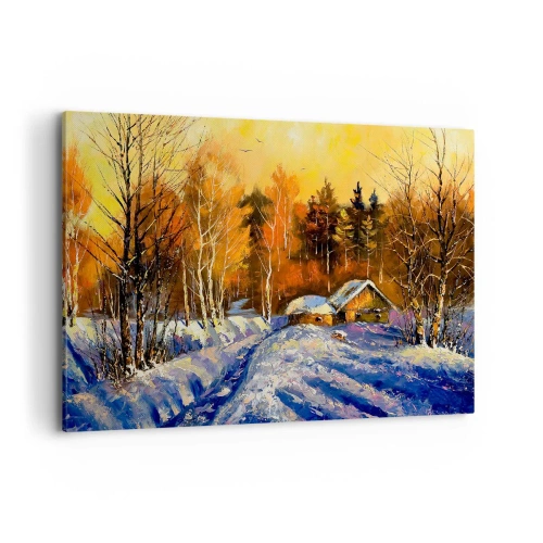 Lærredstryk - Billede på lærred - Vinterindtryk i solen - 120x80 cm