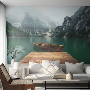 Fototapet Premium Canvas - "Og stolte pander" - Landskab, Bjerge, Sø - 350x256 cm