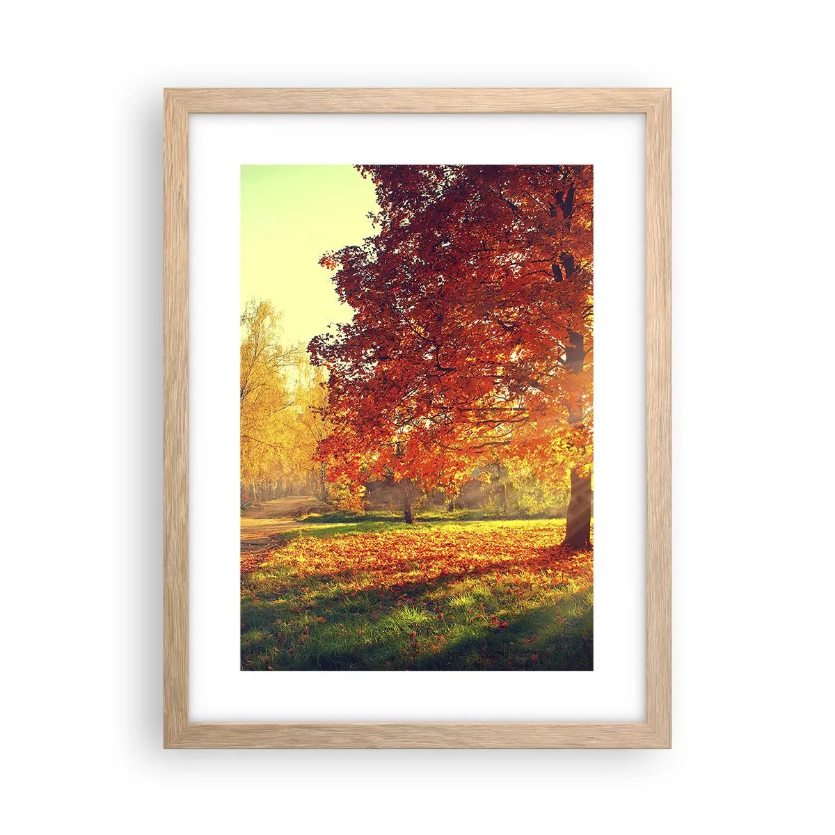 Plakat i ramme af lyst egetræ - Rød er smuk - 30x40 cm