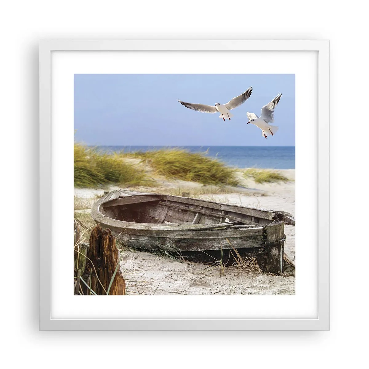 Plakat i hvid ramme - Badet i vinden - 40x40 cm