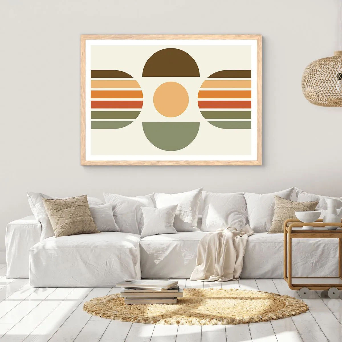 Plakat i ramme af lyst egetræ - I jordfarver - 70x50 cm