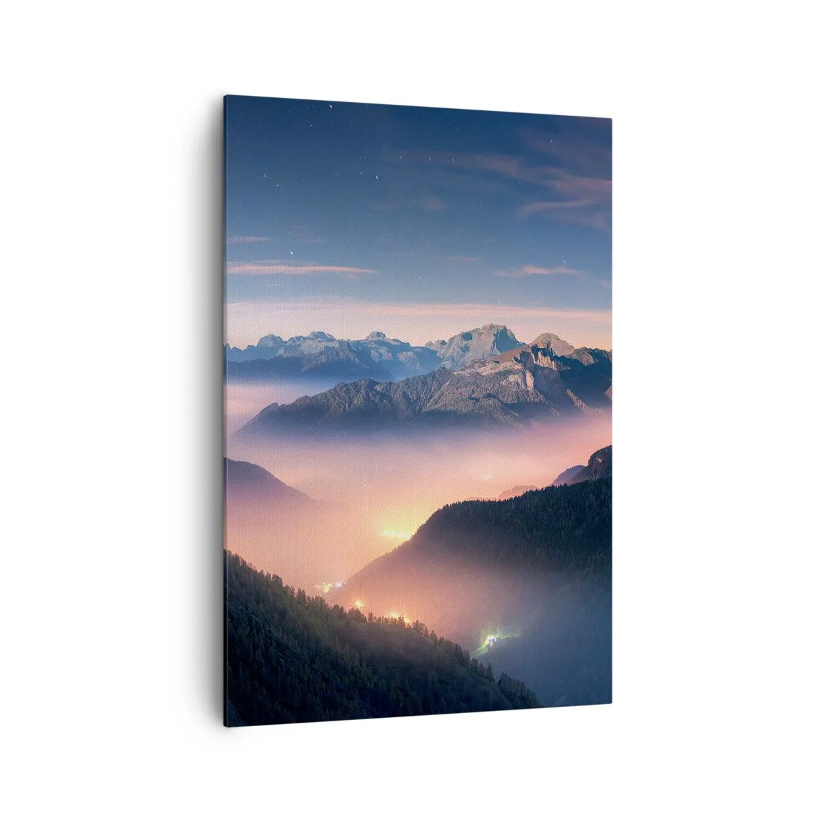 Lærredstryk - Billede på lærred - Lys i dalene - 70x100 cm