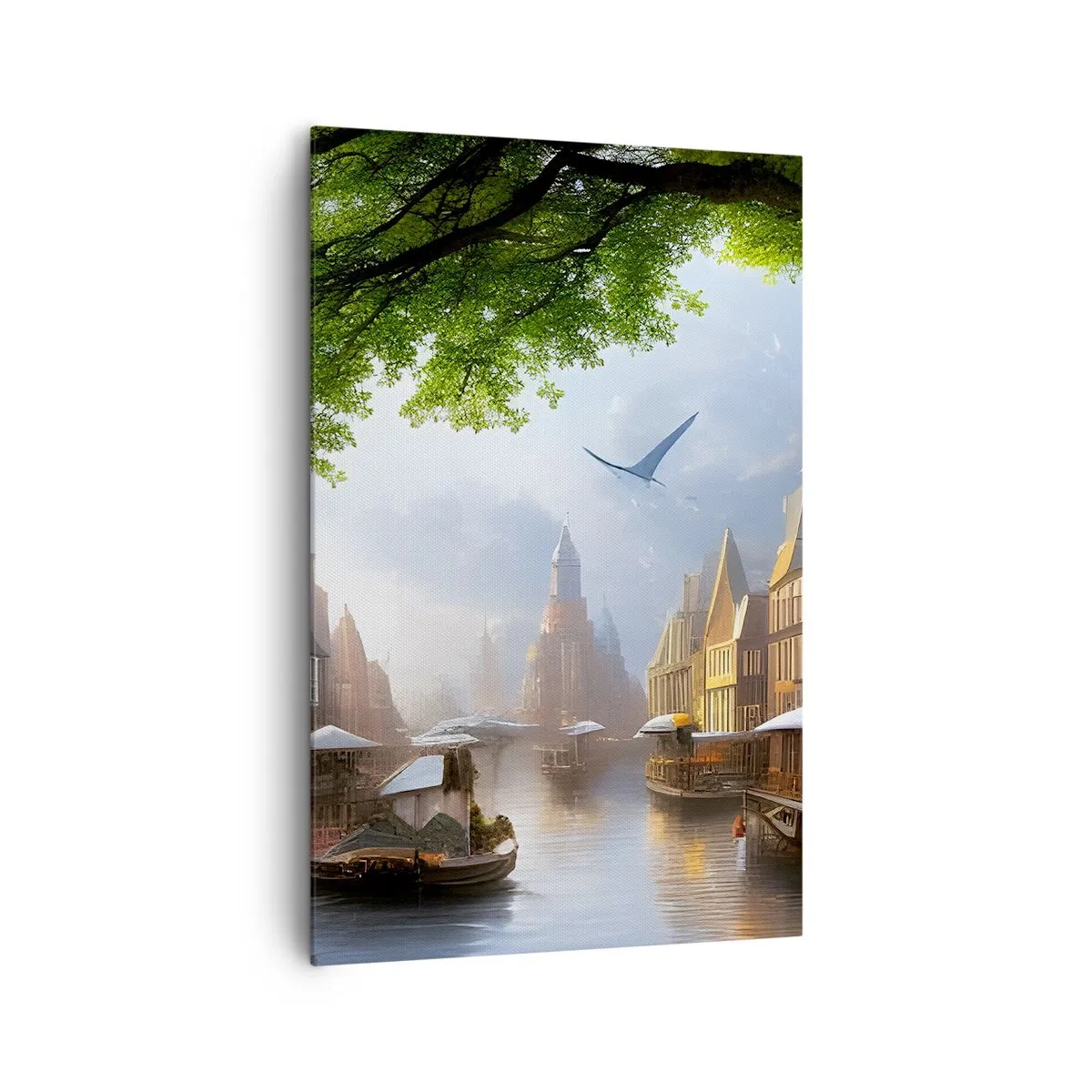 Lærredstryk - Billede på lærred - Hollandsk bybillede - 80x120 cm