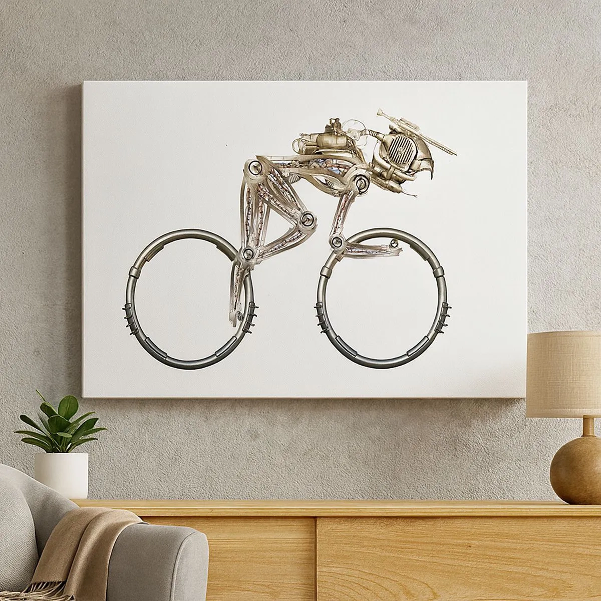 Lærredstryk - Billede på lærred - En mekanisk cykel med et futuristisk design - 70x50cm - En fantastisk maskine - Moderne vægdekoration til stue og soveværelse ARTTOR