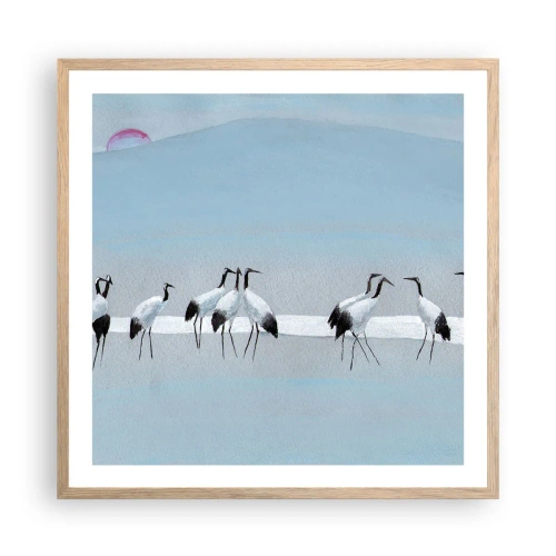 Plakat i ramme af lyst egetræ - Efter en varm dag - 60x60 cm