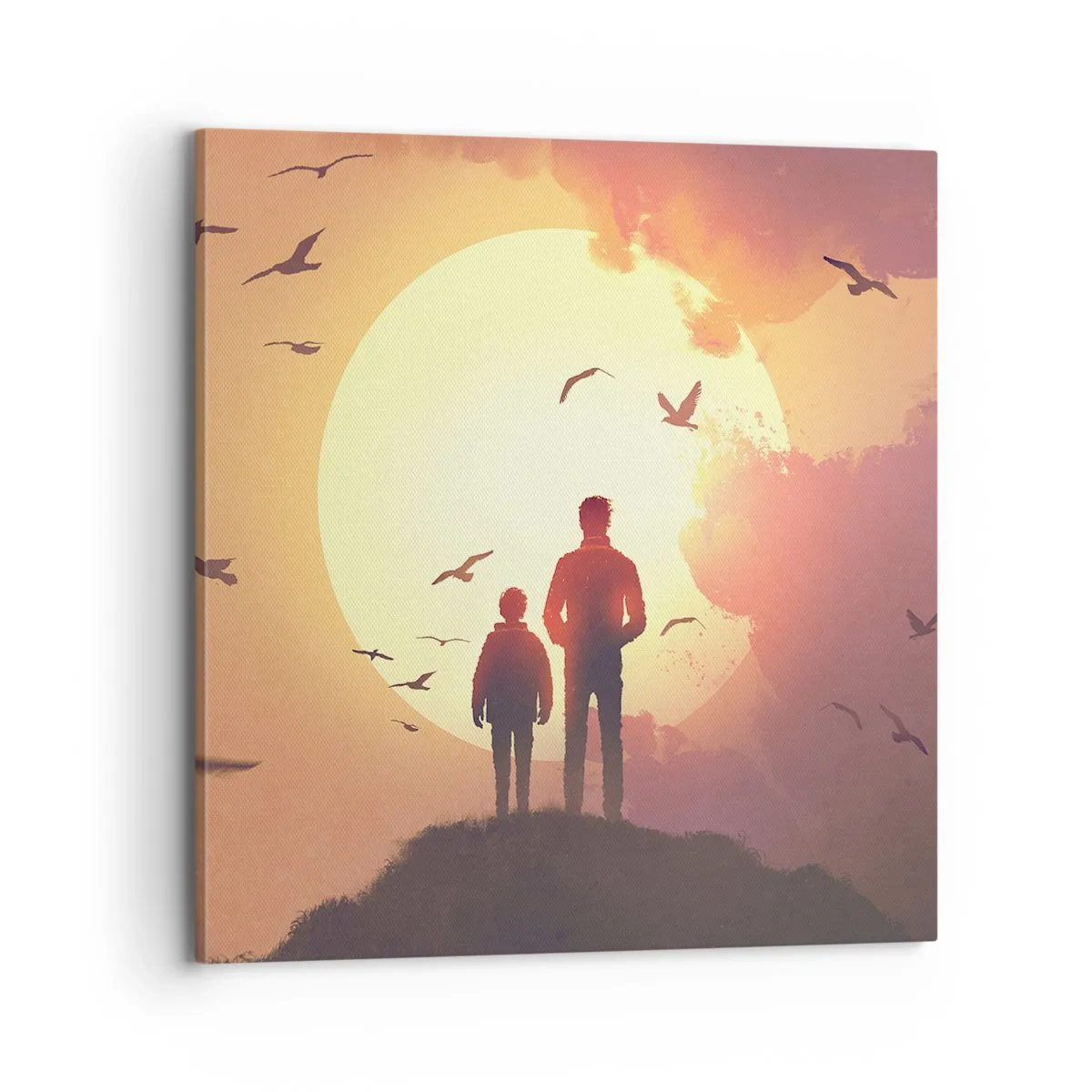 Lærredstryk - Billede på lærred - Ansigt til ansigt med solen - 70x70 cm