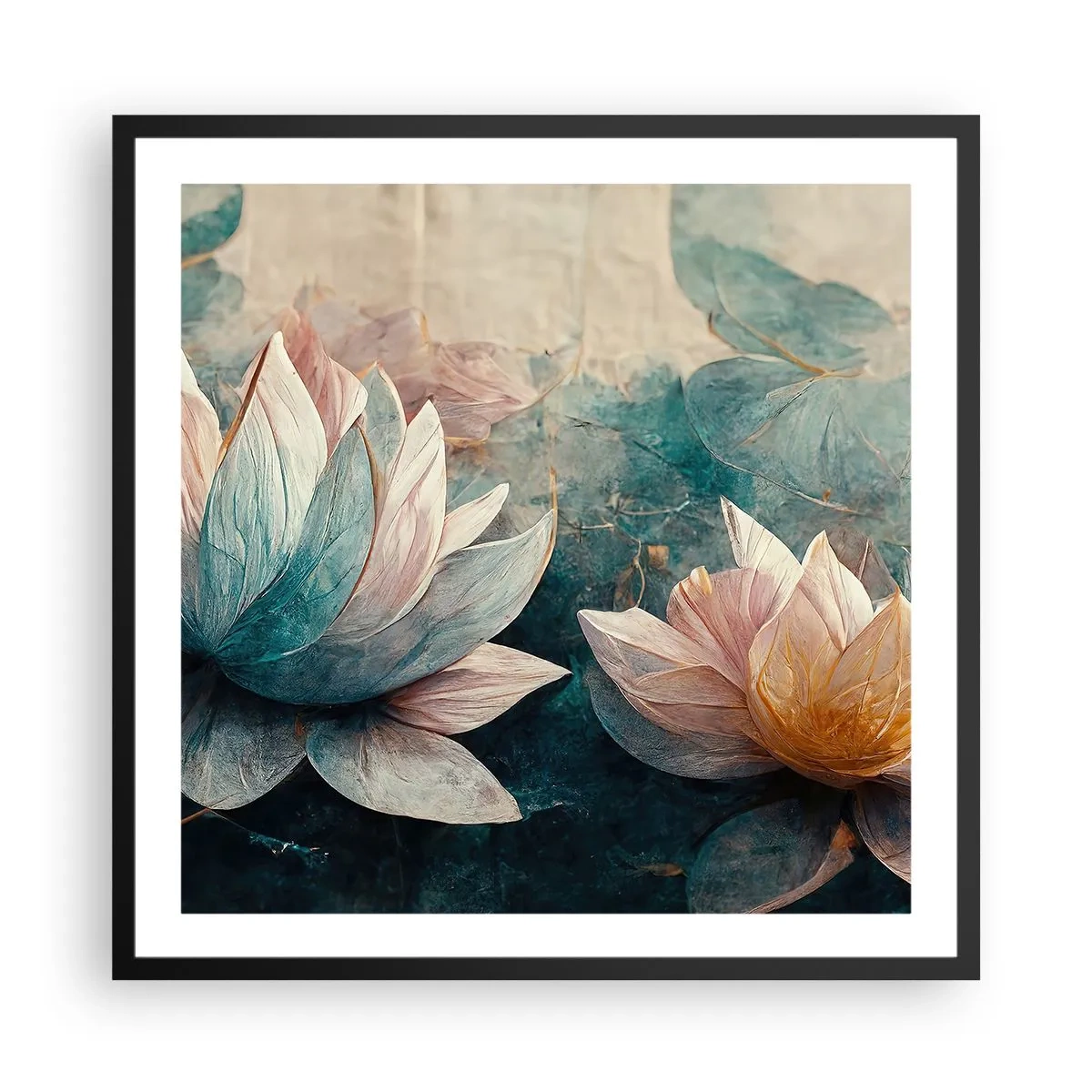 Plakat i sort ramme - Søens stjerner - 60x60 cm