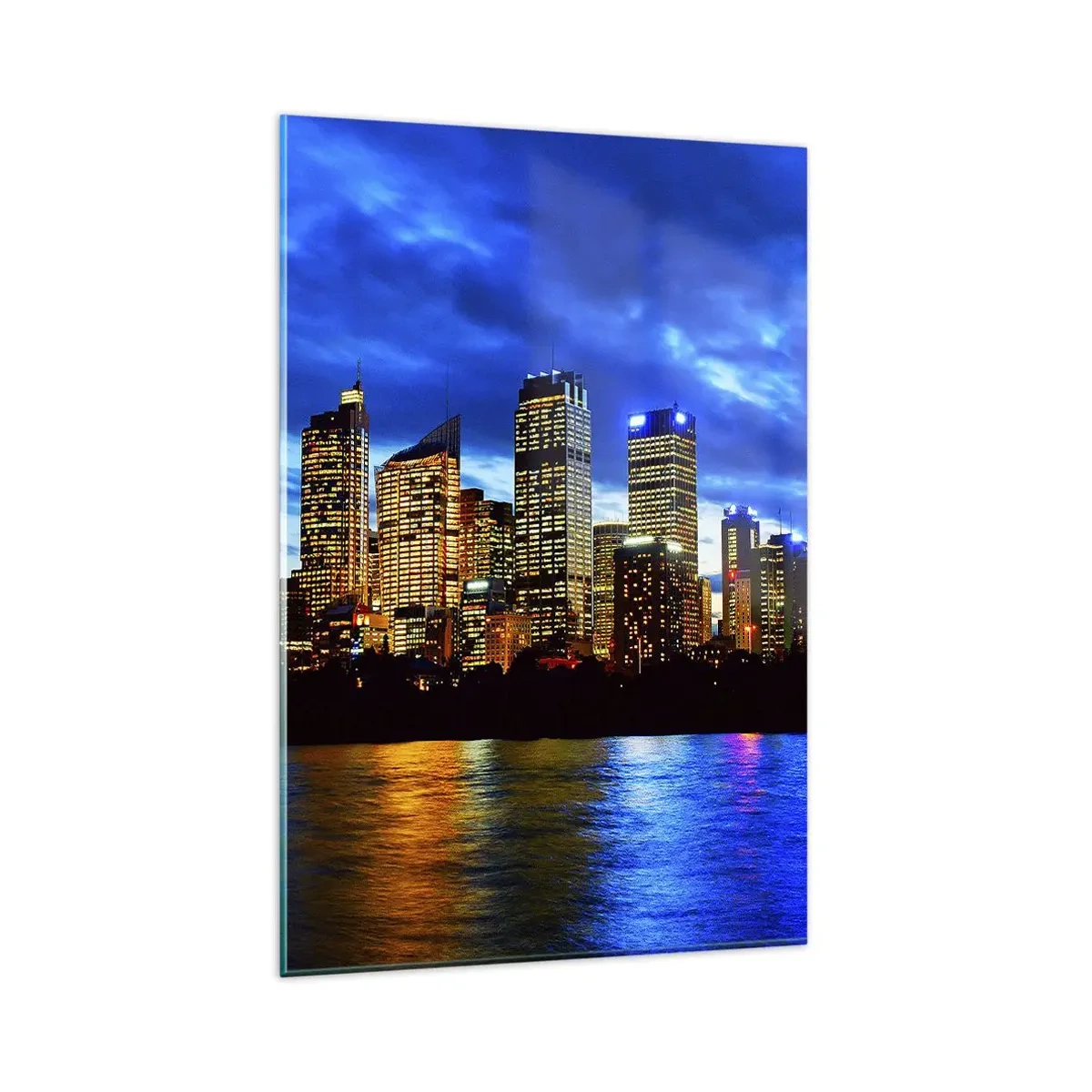 Billede på glas - En nat med lys og farver - 80x120 cm