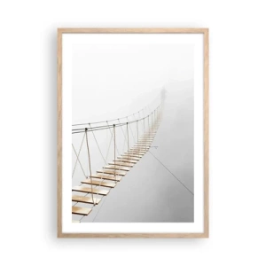 Plakat i ramme af lyst egetræ - Hvor vil det føre dig hen? - 50x70 cm