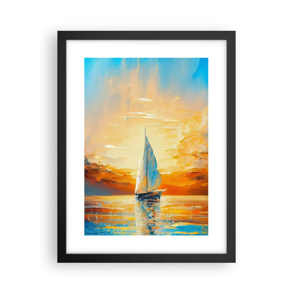 Plakat i sort ramme - Sejler i guld - 30x40 cm