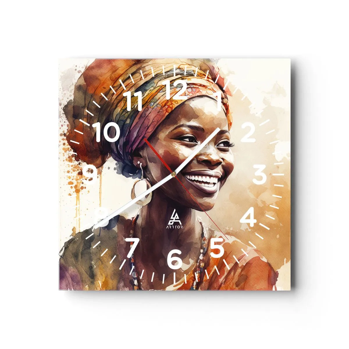Vægur, Uret - Afrikansk dronning - 40x40 cm