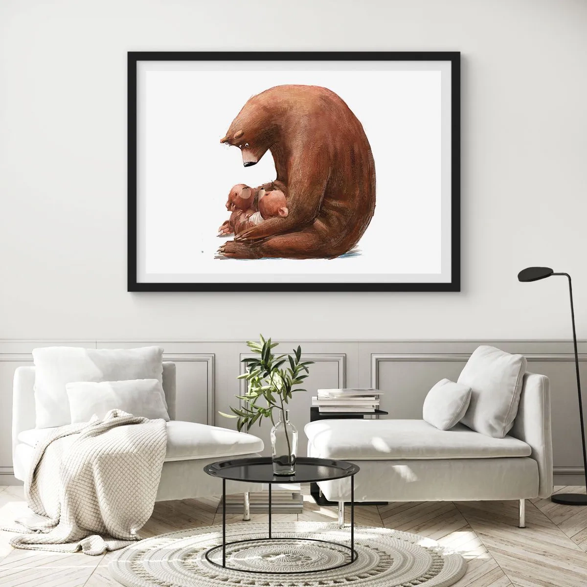 Plakat i sort ramme - Drøm sødt, børn - 70x50 cm