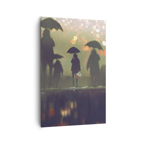 Lærredstryk - Billede på lærred - Set fra en regndråbes perspektiv - 80x120 cm