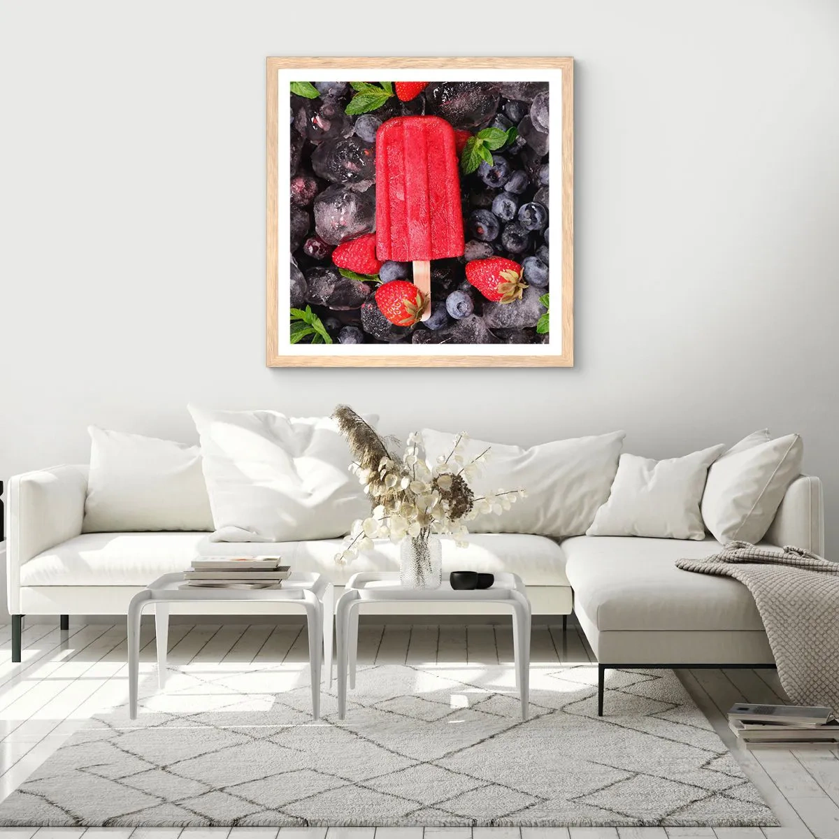 Plakat i ramme af lyst egetræ - En smag af varm sommer - 60x60 cm