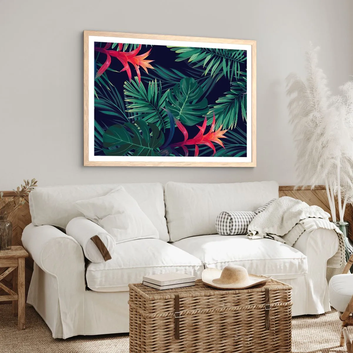 Plakat i ramme af lyst egetræ - Brænd i grønt - 100x70 cm