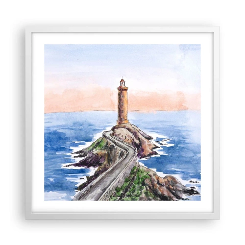 Plakat i hvid ramme - Med front mod havet - 50x50 cm